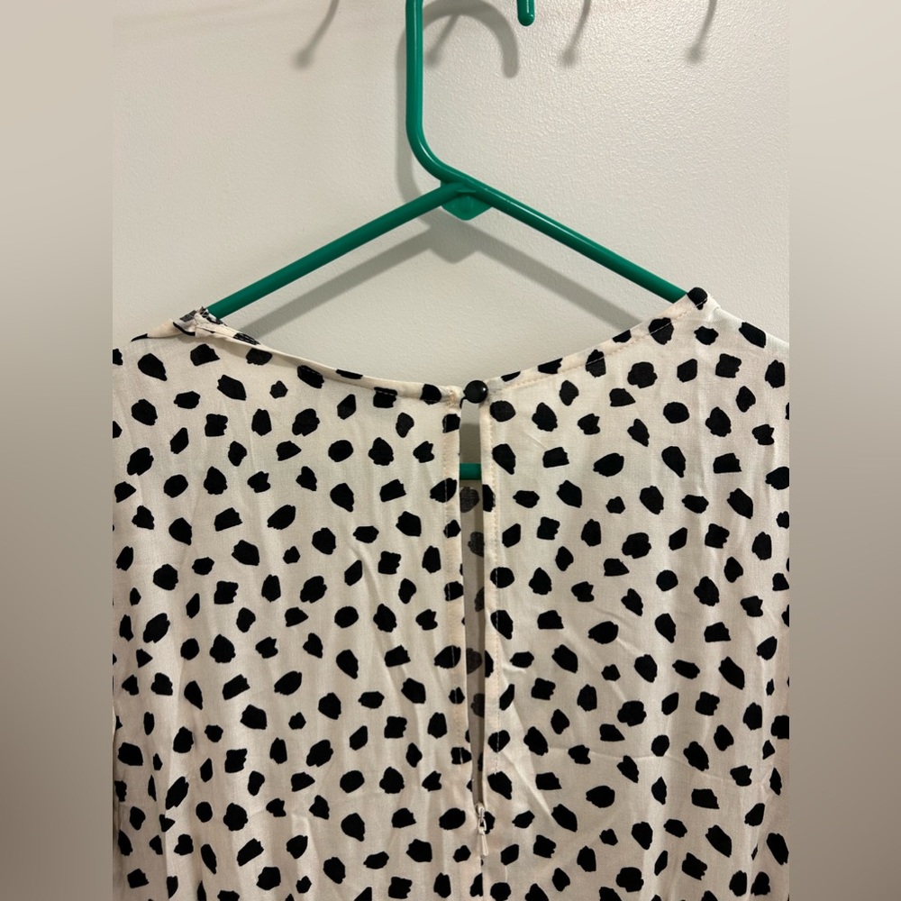 NWT ASOS Cream and Black Polka Dot Long Sleeve Dress Tie in Front - Picture 10 of 11